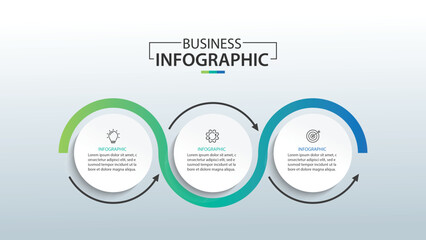 Business Infographic circle with 3 options.  Vector illustration.