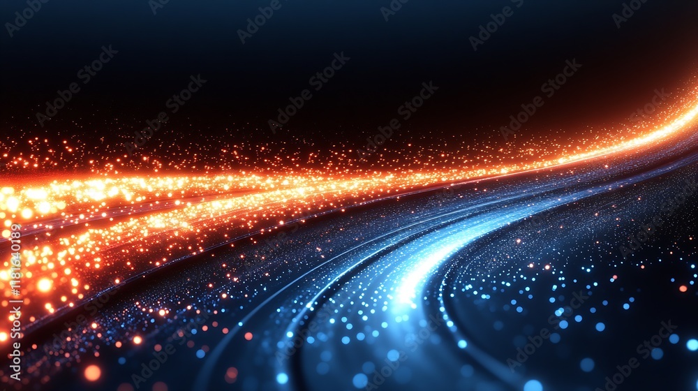 Leinwandbilder dynamic blue and orange light streams in futuristic abstract design : generative ai
