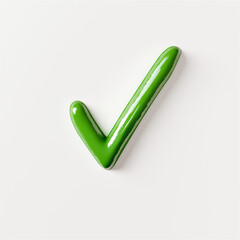 A green checkmark symbol isolated on a white background. Perfect for concepts of correctness, agreement, and approval in designs. Copy space available.