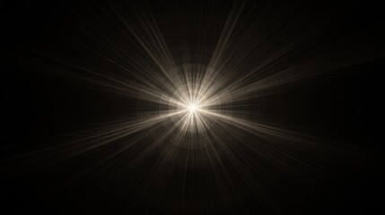 Abstract Central Light Burst on Black Background, Rays of Light Emanating from a Single Point.