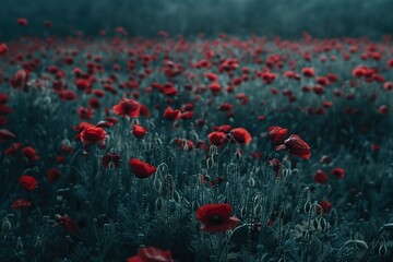 Anzac day banner. Dramatic Poppy flowers field. Remember for Anzac, Historic war memory. Poppy field, Remembrance day