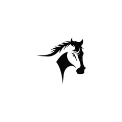 Illustration of a horse face. Silhouette of horse on white background.