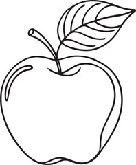 Apple Fruit in Line Drawing - Elegant Vector Art for Designers