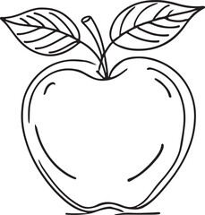 Apple Fruit in Line Drawing - Elegant Vector Art for Designers