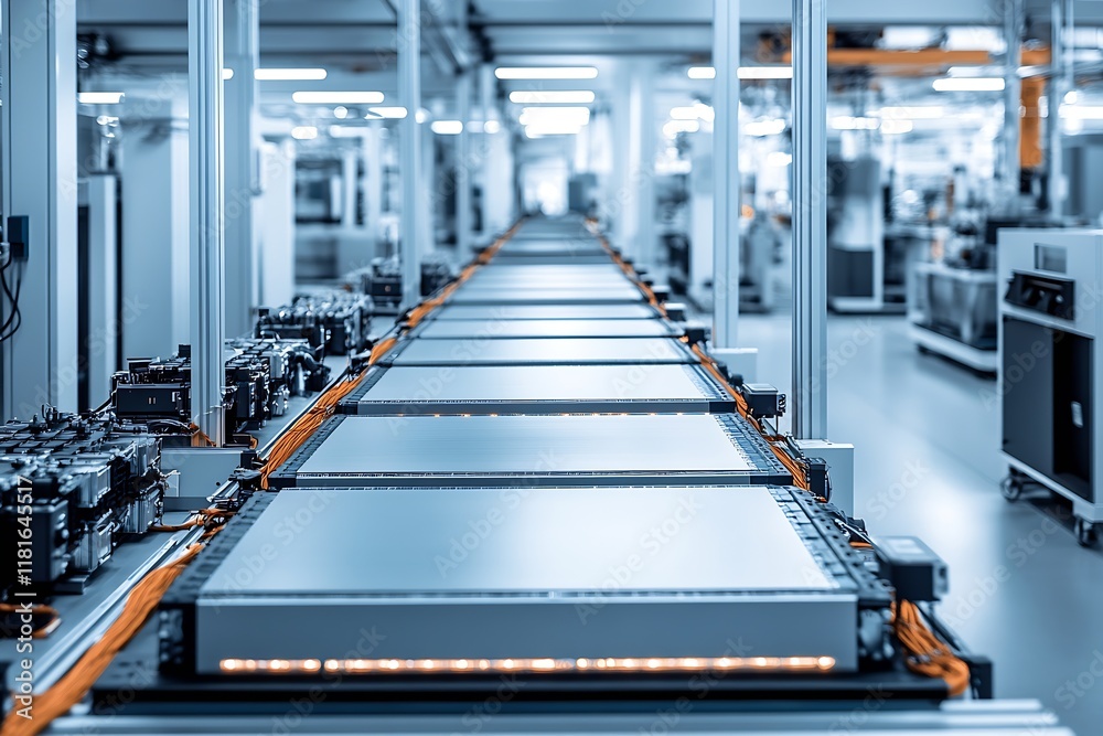 Poster innovative technology and robotics in modern industrial production assembly : generative ai