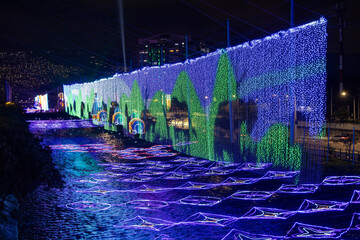 Medellin, Antioquia. Colombia - January 2, 2024. The city lights up with the magic of Christmas...