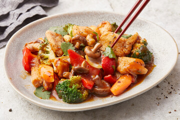 Sweet and Sour Tofu Stir Fry with Vegetables
