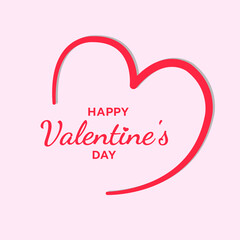 Happy valentine's day background flat line style on pink background