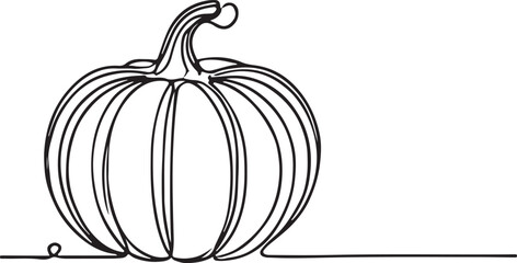 Vector Art of Pumpkin in Line Drawing Style
