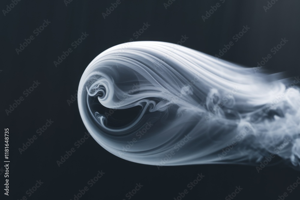 Poster abstract swirling white smoke against a dark background, creating an ethereal and artistic image.