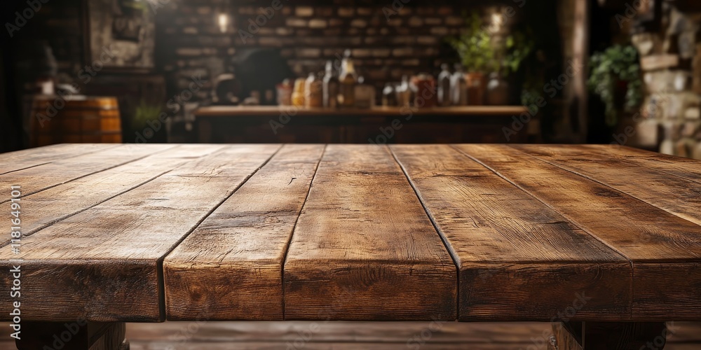 Leinwandbilder a rustic wooden tabletop is prepared for showcasing a montage of products. this is a high quality im