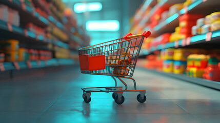 shopping cart in supermarket