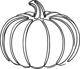 Vector Art of Pumpkin in Line Drawing Style