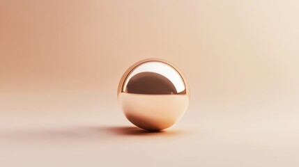 Reflective Rose Gold Sphere on a Soft Pink Gradient Background