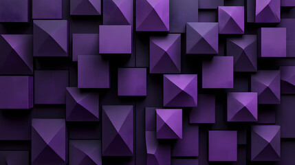Obraz premium Many symmetrical purple rhombuses and squares on a black background. Bright abstract pattern of geometric carved and fancy shapes.