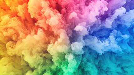Fototapeta premium Vibrant rainbow smoke swirling in colorful patterns creates a dynamic abstract background.