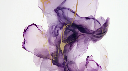 Fototapeta premium Abstract purple, gold and white background, watercolor