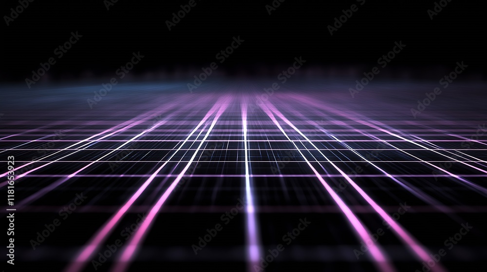 Aufkleber neon pink and blue grid digital abstract futuristic background : generative ai