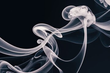 Abstract swirls of white smoke against a dark background, creating an elegant and ethereal design.