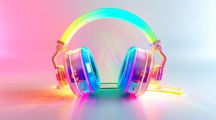 A pair of neon-colored headphones with sleek designs, isolated on a white surface.