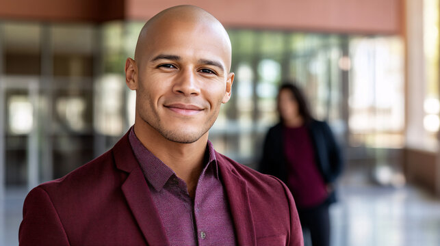 A man in a red jacket and a woman in a black jacket