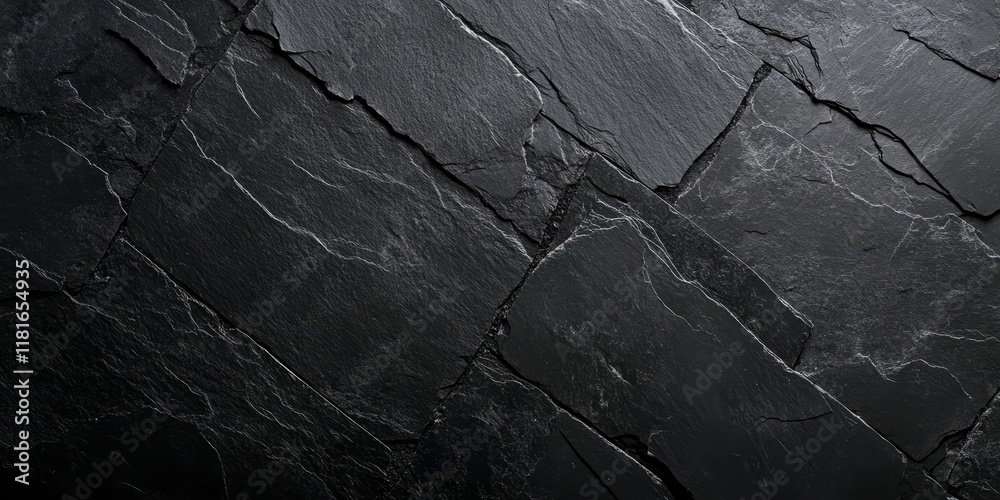 Poster Dark grey black slate texture background, featuring a rich blend of dark grey and black shades, offers a versatile surface perfect for various design applications needing slate texture.