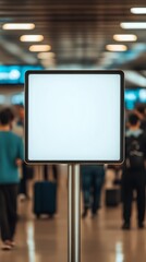 LED Display Advertising in Bustling Airport Terminal with Passengers : Generative AI