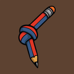 Knotted pencil vector illustration