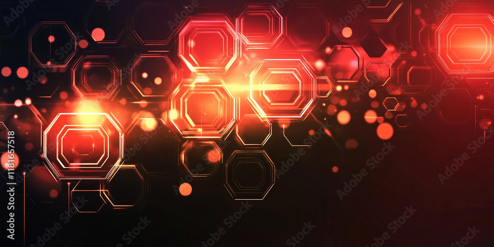 Aufkleber Abstract design with hexagonal shapes and glowing lights