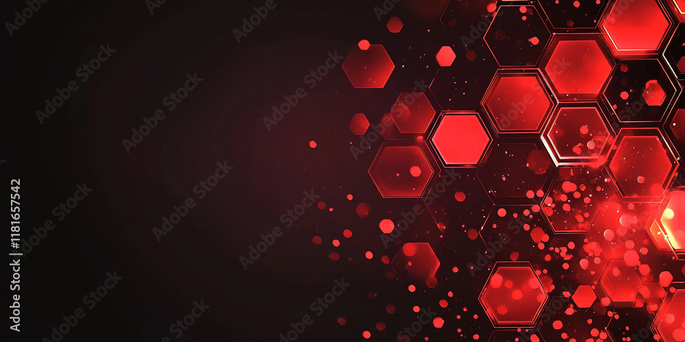 Poster Abstract red and black hexagonal pattern design