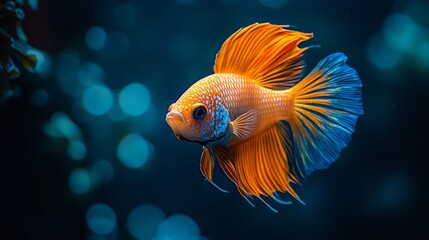 Vibrant orange fish swimming in a shimmering blue ocean