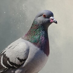 A Victorian-style illustration of a pigeon on a plain beige background.