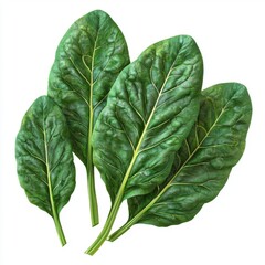 Obraz premium Fresh and Vibrant Green Spinach Leaves Arrangement Isolated on White Background for Culinary Use