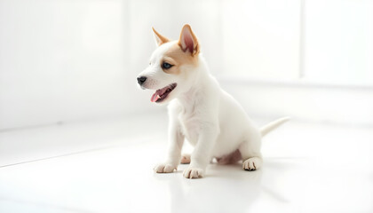 Lindo cachorro de perro jack russell terrier sobre fondo blanco