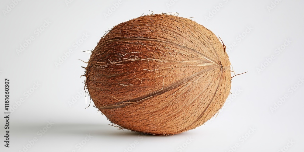 Poster coconut on a white background, highlighting the coconut s unique texture and shape. this image captu