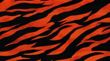 Seamless Orange and Black Tiger Stripe Pattern Texture Background for Fashion Design and Textile
