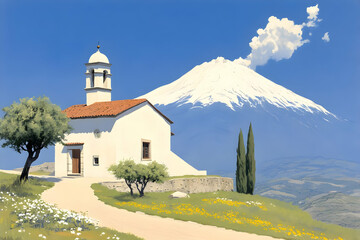 Mountain Church Illustration