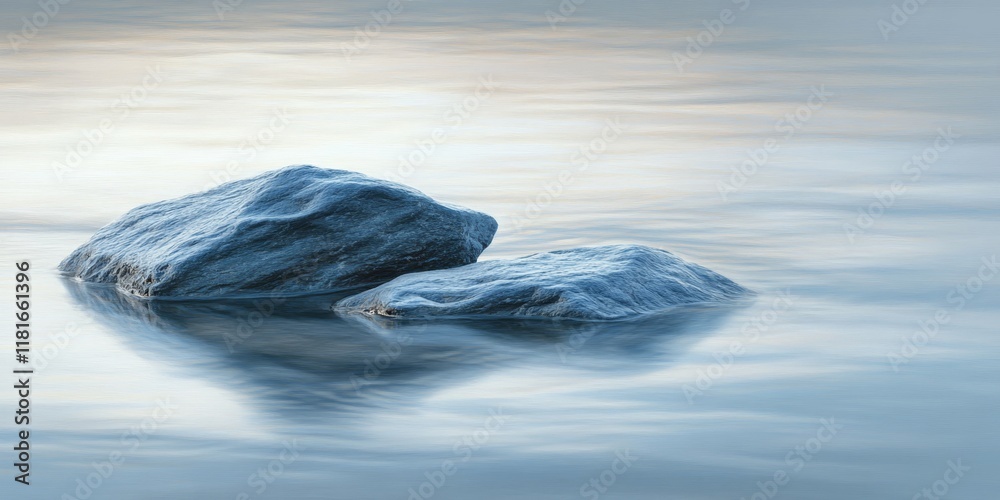 Aufkleber rocks elegantly contrasted by silky smooth water create a serene natural scene, highlighting the bea