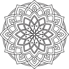 Fototapeta premium easy mandala design with clean lines for coloring book, tattoo and henna design, creative mandala art, mandala design for adults coloring book
