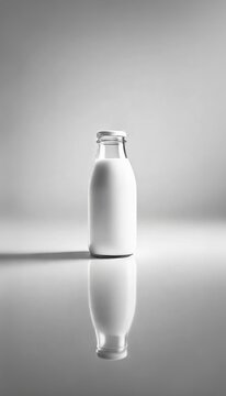 Milk in glass bottle isolated on white background