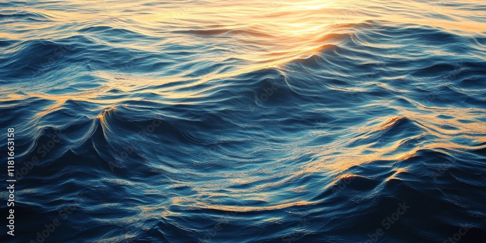 Poster tranquil waves gently dance on the evening sea, creating a serene atmosphere where the calming sound