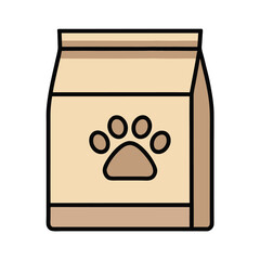 Flat Pet Food Bag with Paw Print Design.