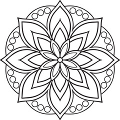 easy mandala design with clean lines for coloring book, tattoo and henna design, creative mandala art, mandala design for adults coloring book