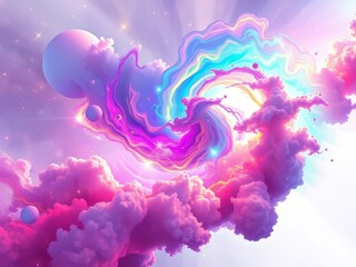 Fototapeta premium Abstract Space Vibrant White Background AI Art