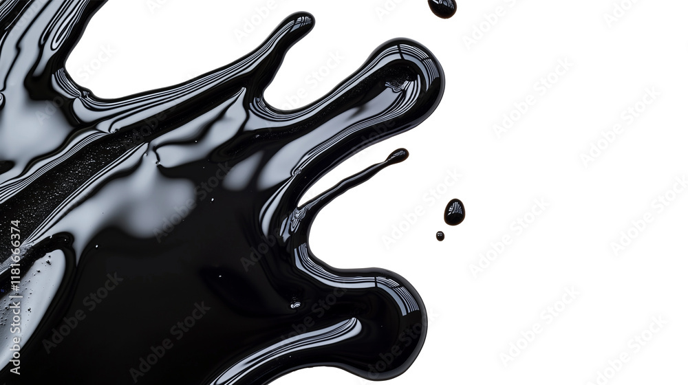 Leinwandbilder Abstract splash of black liquid with glossy texture on transparency background, creating dynamic and fluid design element