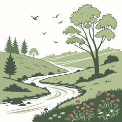 landscape with trees