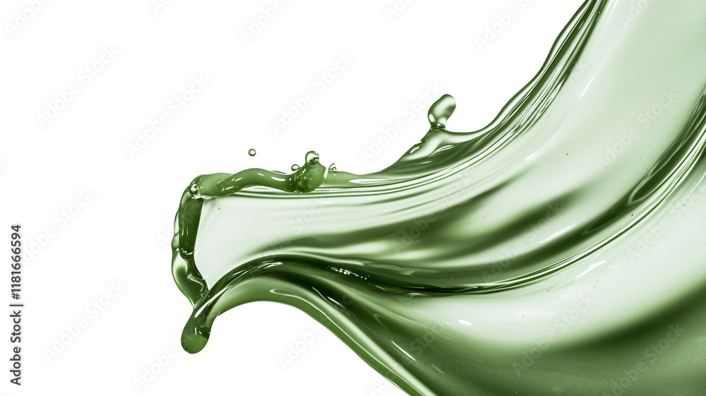 Aufkleber smooth flow of olive green liquid captured mid motion against transparency background, showcasing it