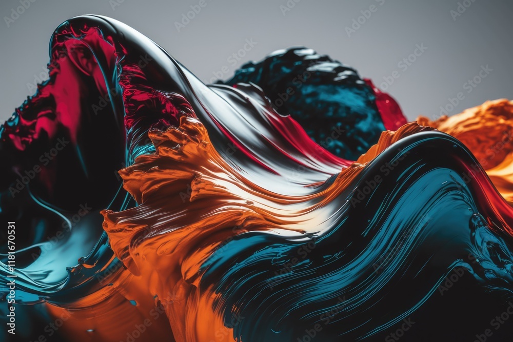 Aufkleber abstract painting of swirling, vibrant colors creating a dynamic, three-dimensional effect.