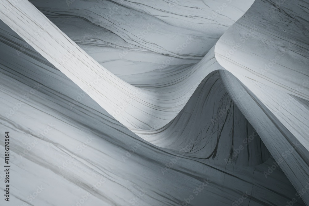 Poster abstract grayscale image depicting flowing, curved lines resembling marble or sculpted stone.
