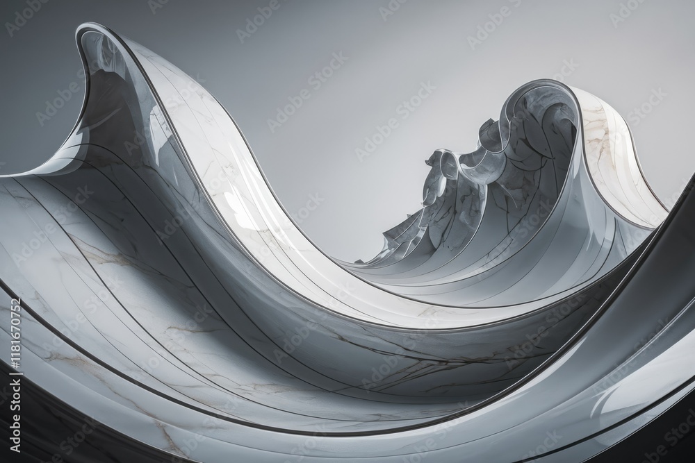Aufkleber Abstract 3D rendering of swirling marble waves, creating a dynamic and elegant design.